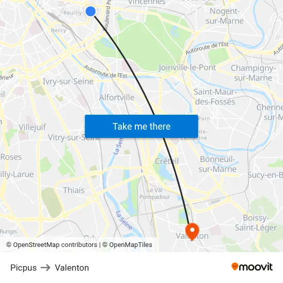 Picpus to Valenton map