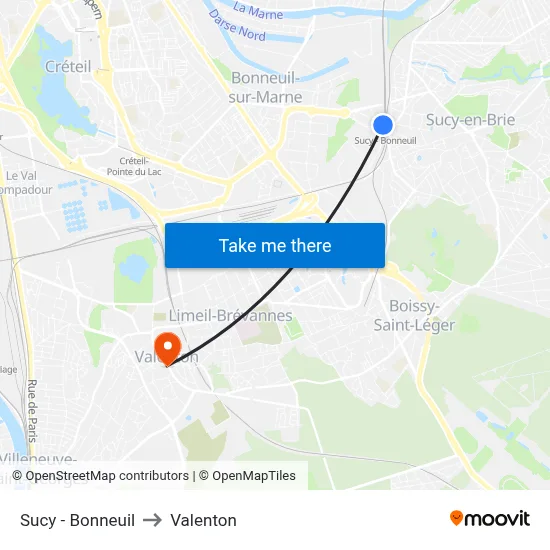 Sucy - Bonneuil to Valenton map