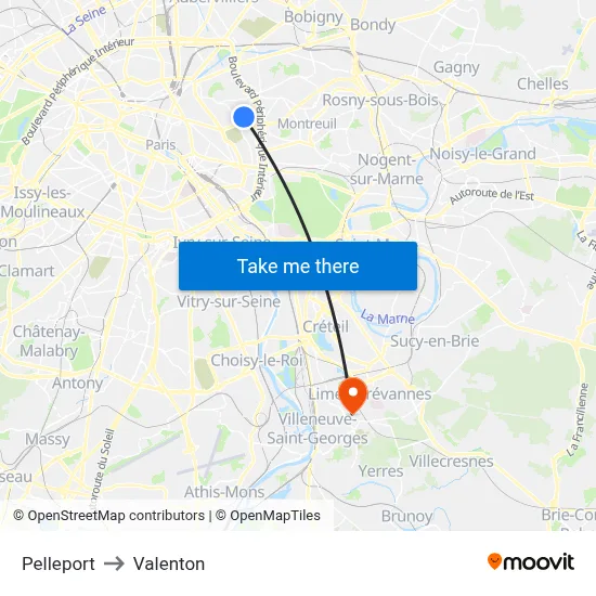 Pelleport to Valenton map