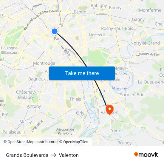Grands Boulevards to Valenton map