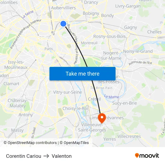 Corentin Cariou to Valenton map