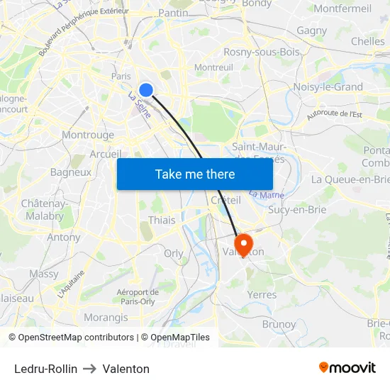 Ledru-Rollin to Valenton map