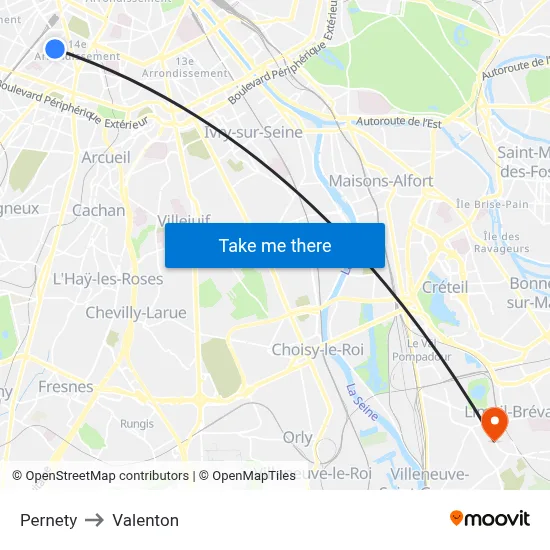Pernety to Valenton map