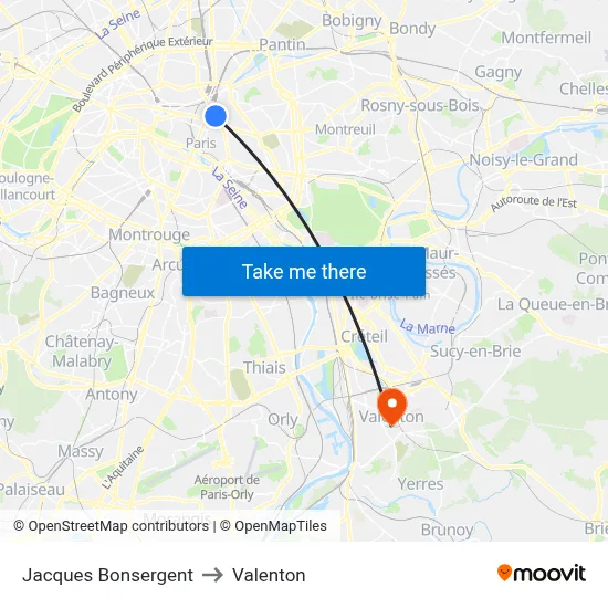 Jacques Bonsergent to Valenton map