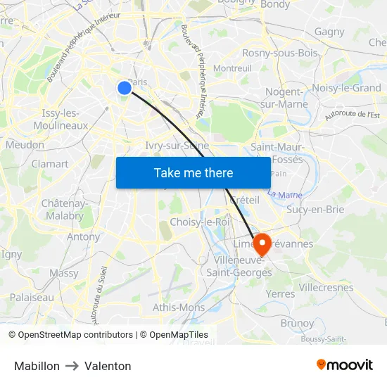 Mabillon to Valenton map