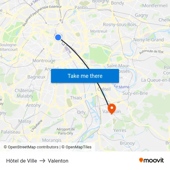 Hôtel de Ville to Valenton map