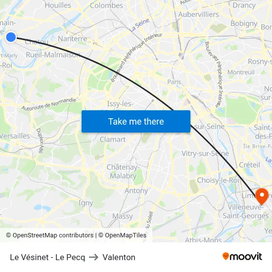 Le Vésinet - Le Pecq to Valenton map