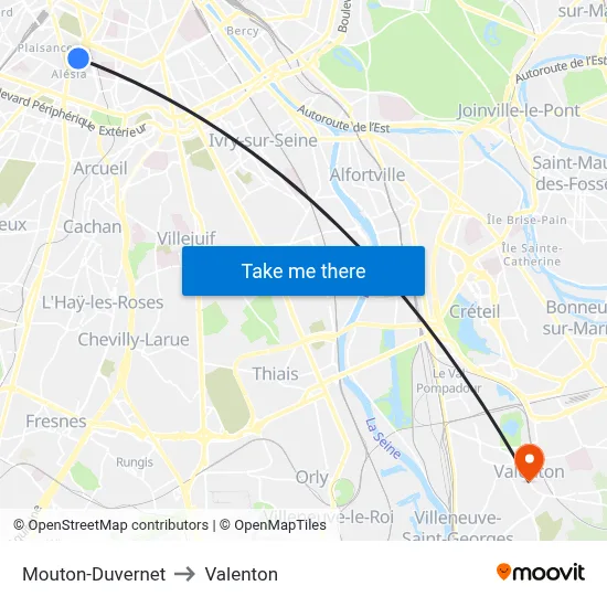 Mouton-Duvernet to Valenton map