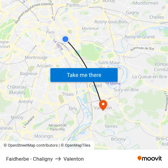 Faidherbe - Chaligny to Valenton map