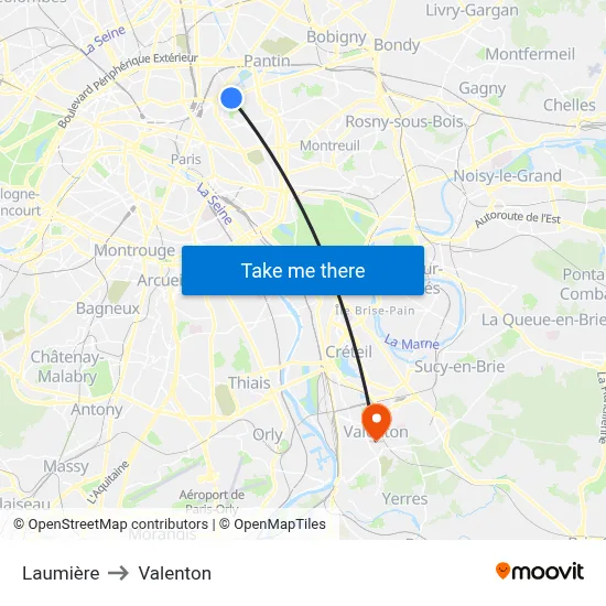 Laumière to Valenton map