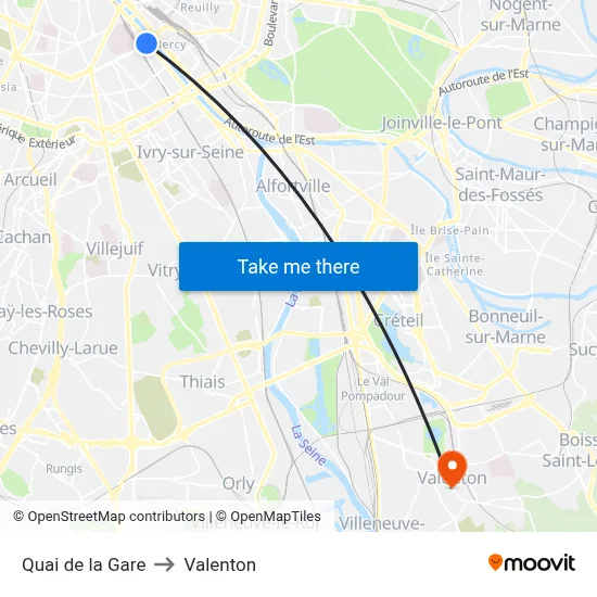 Quai de la Gare to Valenton map