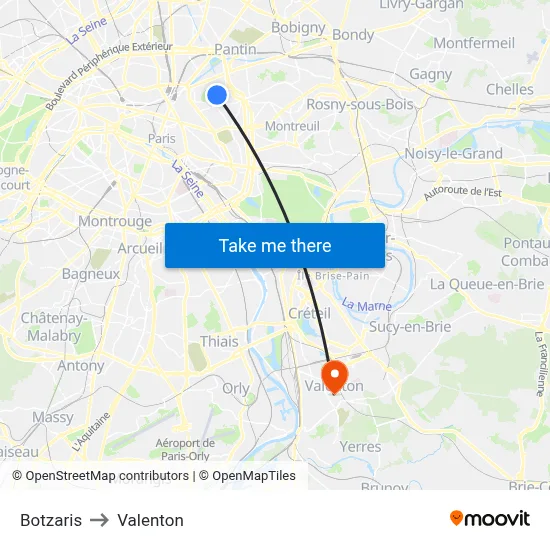 Botzaris to Valenton map
