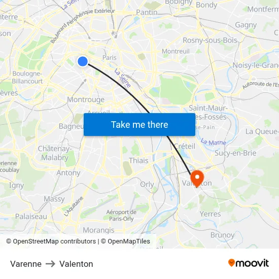 Varenne to Valenton map