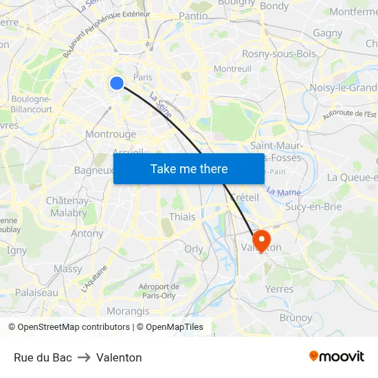 Rue du Bac to Valenton map