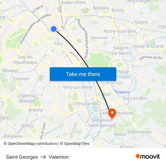 Saint-Georges to Valenton map