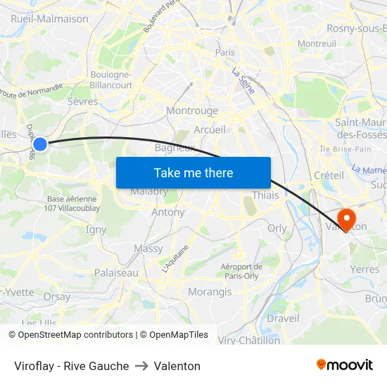 Viroflay - Rive Gauche to Valenton map