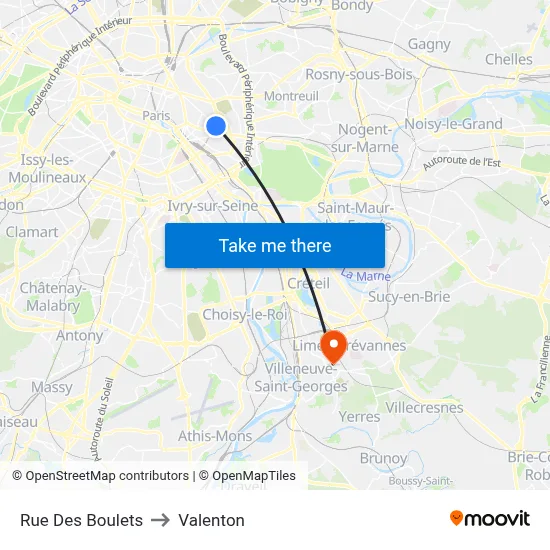 Rue Des Boulets to Valenton map