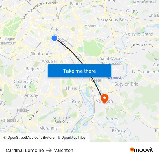 Cardinal Lemoine to Valenton map