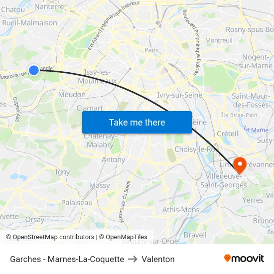 Garches - Marnes-La-Coquette to Valenton map