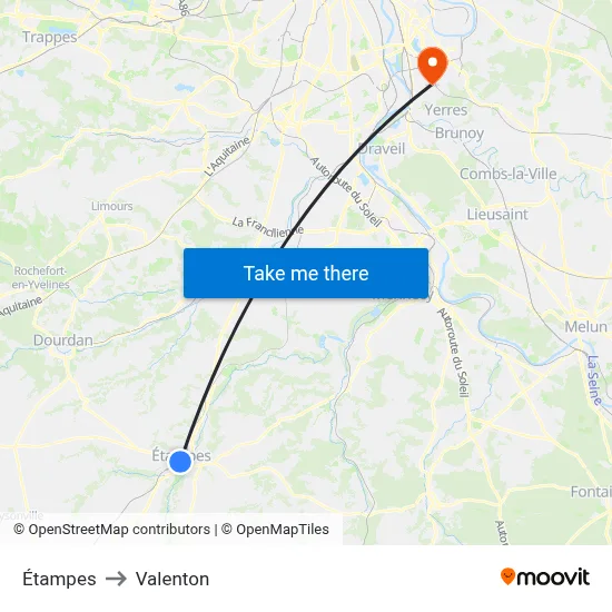 Étampes to Valenton map