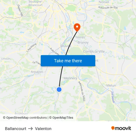 Ballancourt to Valenton map