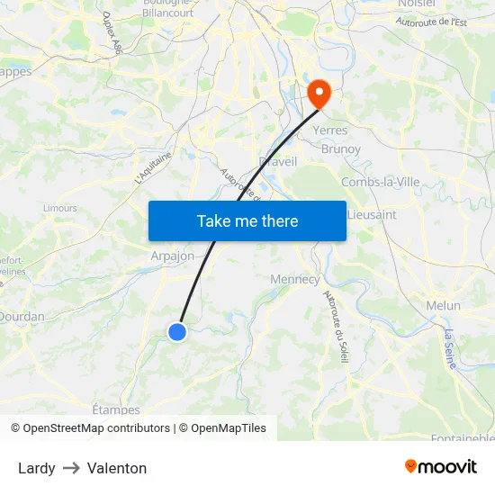 Lardy to Valenton map