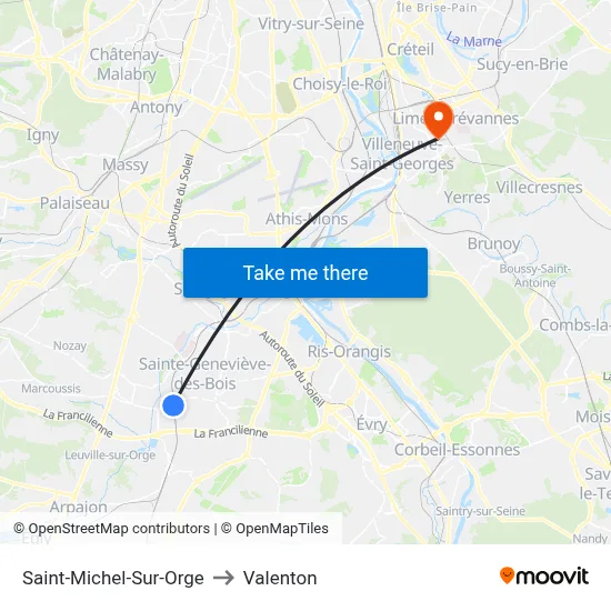 Saint-Michel-Sur-Orge to Valenton map