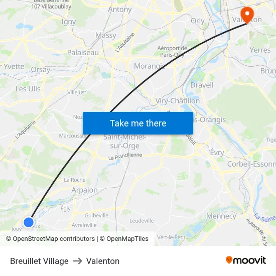 Breuillet Village to Valenton map