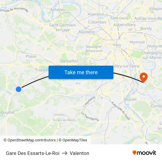 Gare Des Essarts-Le-Roi to Valenton map
