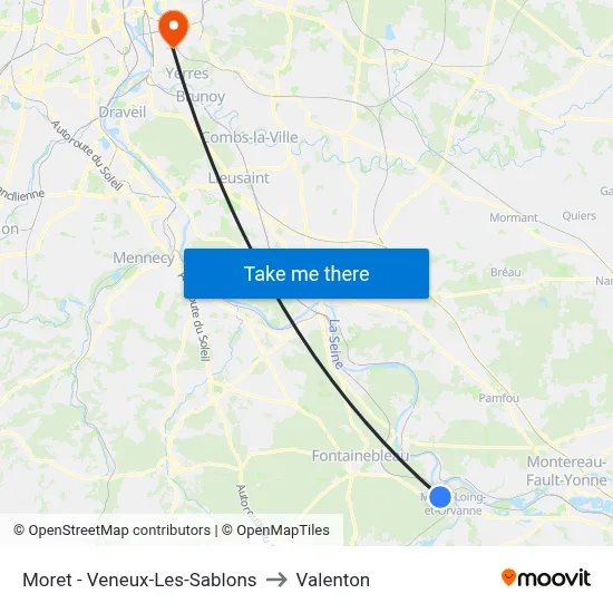 Moret - Veneux-Les-Sablons to Valenton map