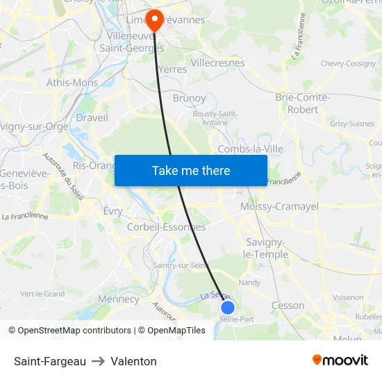 Saint-Fargeau to Valenton map