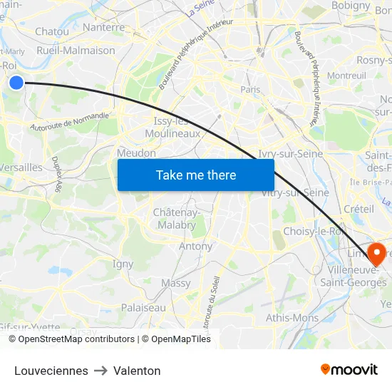 Louveciennes to Valenton map