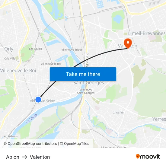 Ablon to Valenton map
