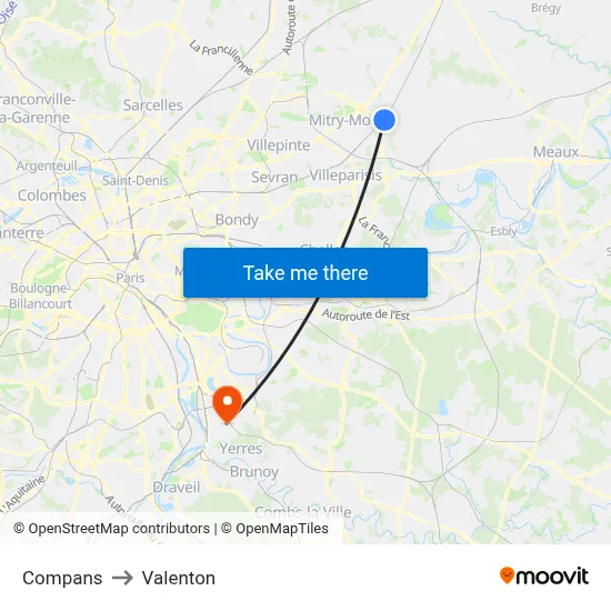 Compans to Valenton map