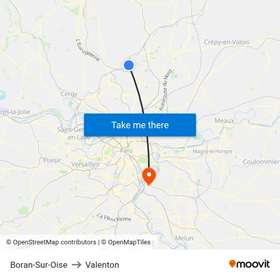 Boran-Sur-Oise to Valenton map
