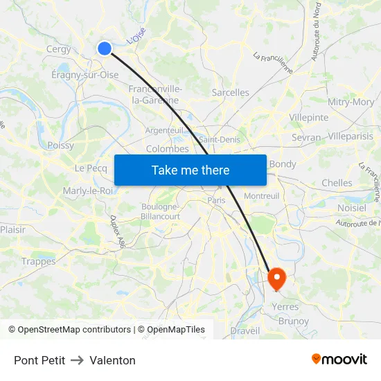 Pont Petit to Valenton map