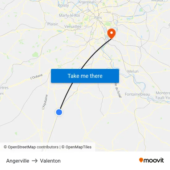 Angerville to Valenton map