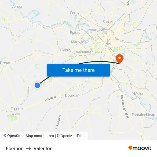 Épernon to Valenton map