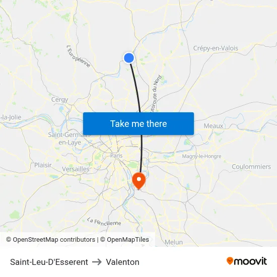 Saint-Leu-D'Esserent to Valenton map