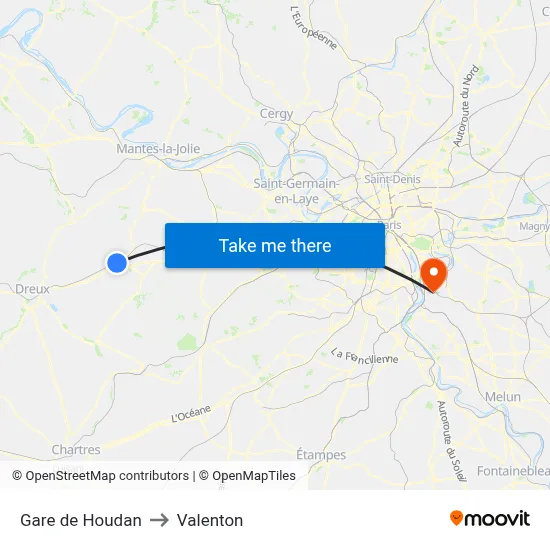 Gare de Houdan to Valenton map