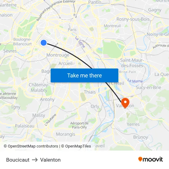 Boucicaut to Valenton map