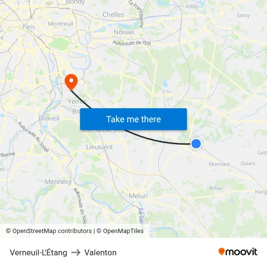 Verneuil-L'Étang to Valenton map
