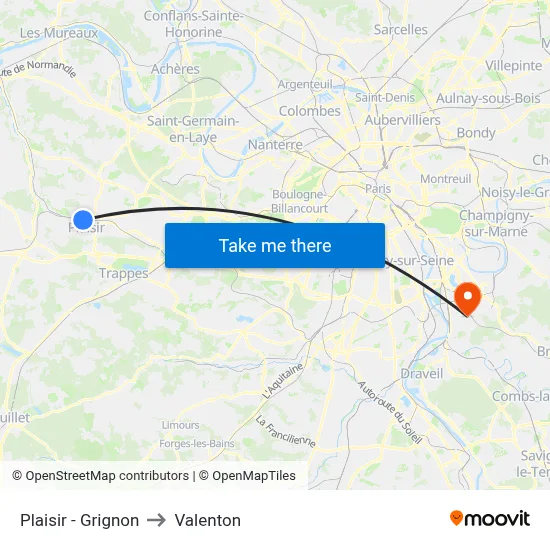 Plaisir - Grignon to Valenton map