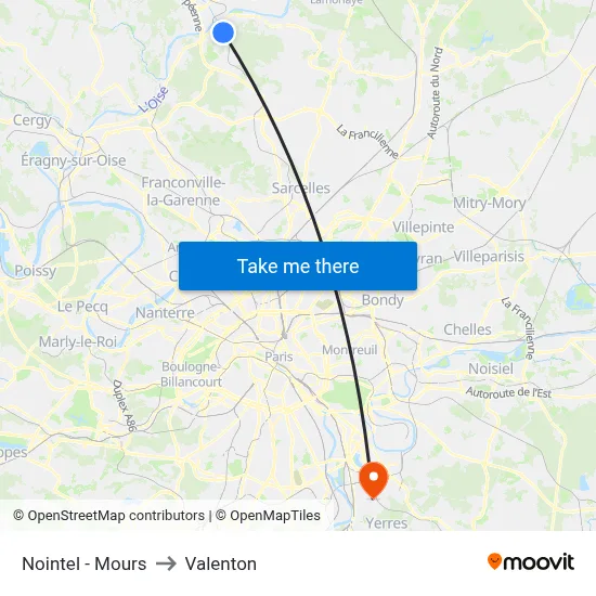 Nointel - Mours to Valenton map