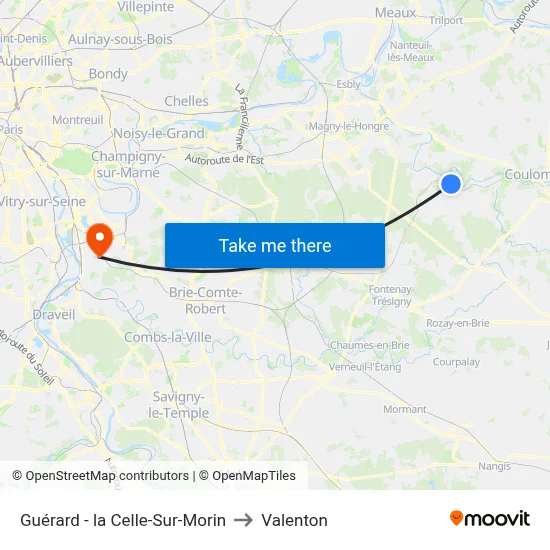 Guérard - la Celle-Sur-Morin to Valenton map