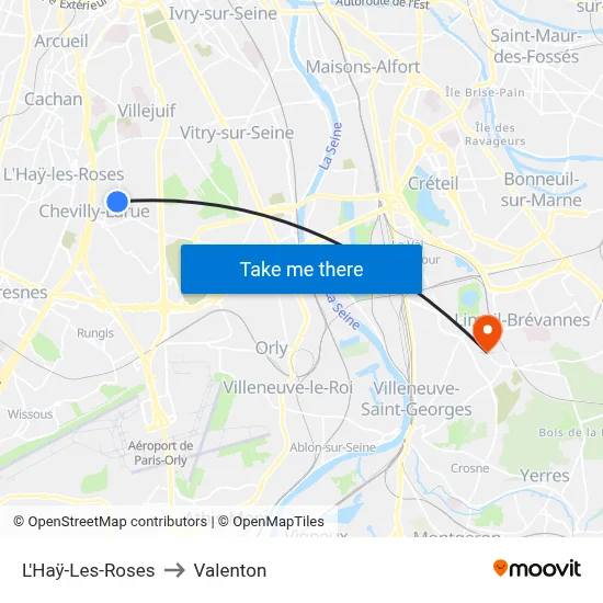 L'Haÿ-Les-Roses to Valenton map