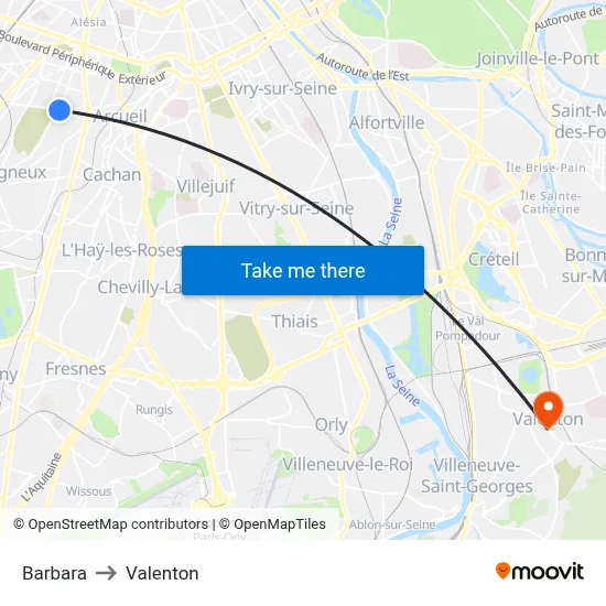 Barbara to Valenton map