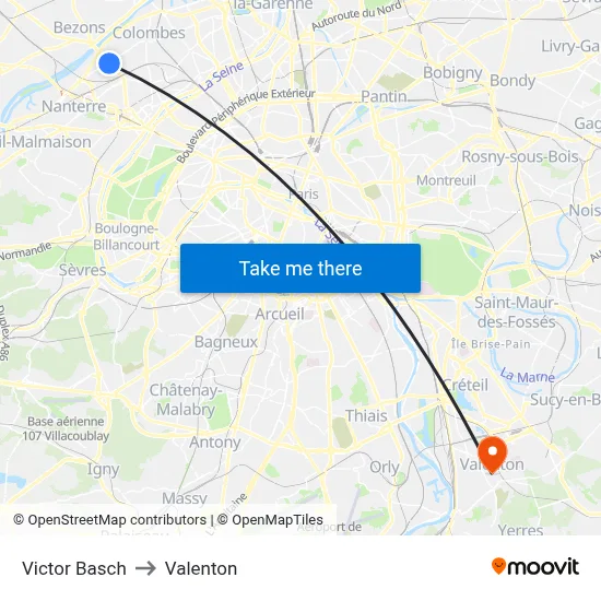 Victor Basch to Valenton map
