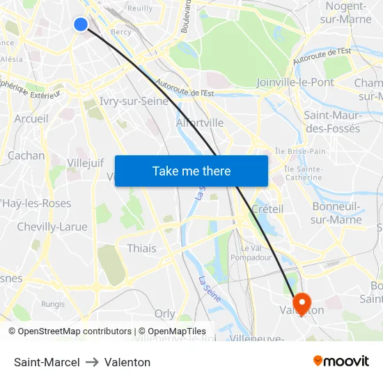 Saint-Marcel to Valenton map