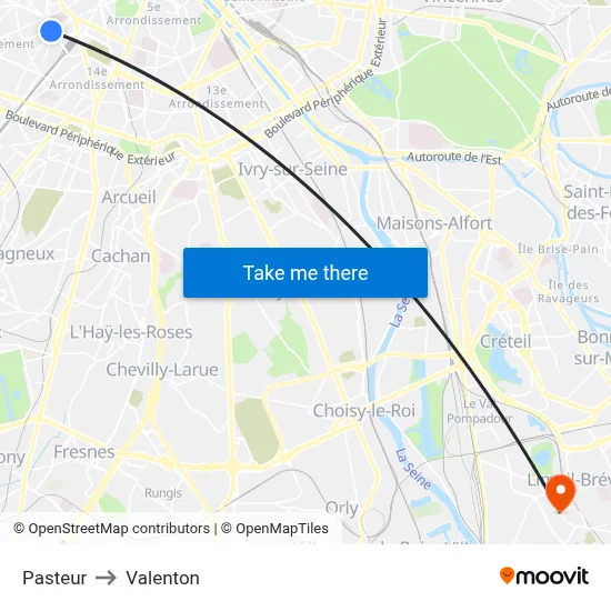 Pasteur to Valenton map